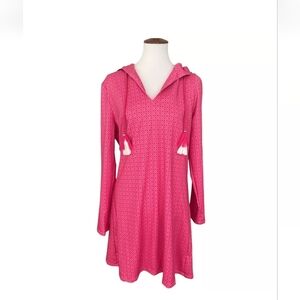 Cabana Life UPF 50+ Pink Hooded Beach Coverup Dress Sun Protection Size Large